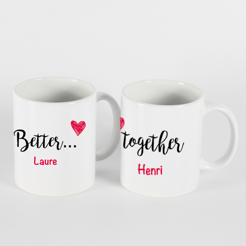 Cadeaux personnalisés: Cadeaux avec le nom: Ensemble de tasses Better Together