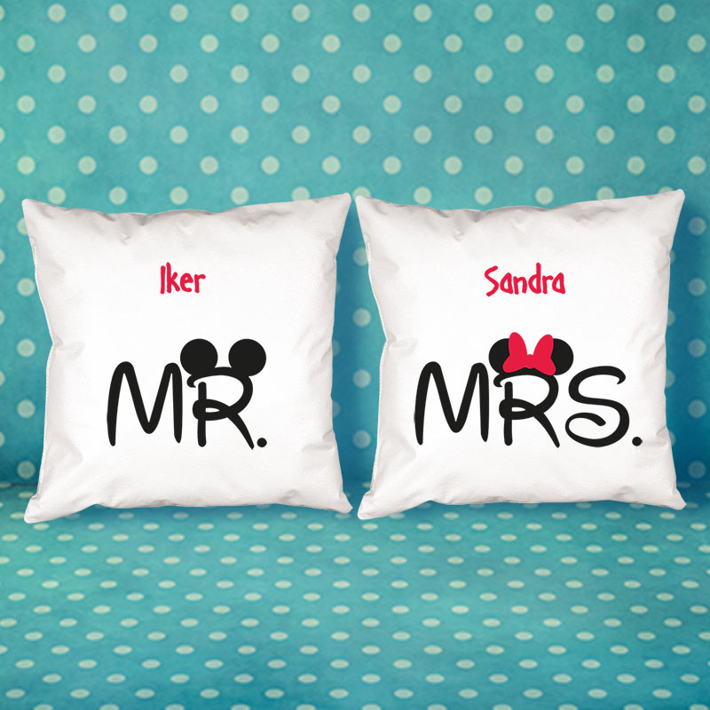 Cadeaux personnalisés: Décoration: Pack de coussins Mr et Mrs