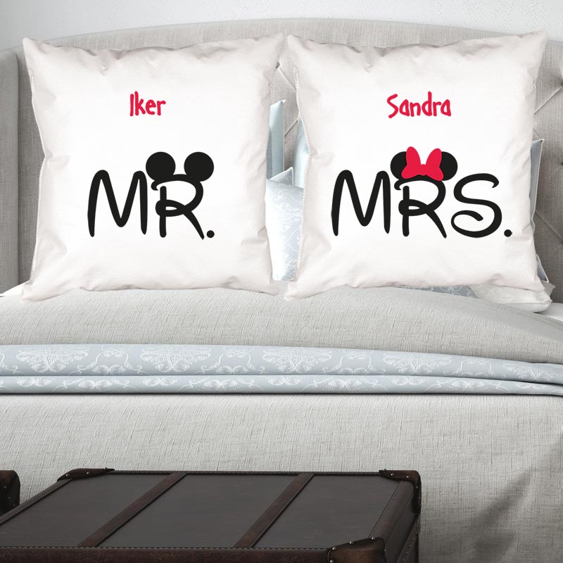 Cadeaux personnalisés: Décoration: Pack de coussins Mr et Mrs