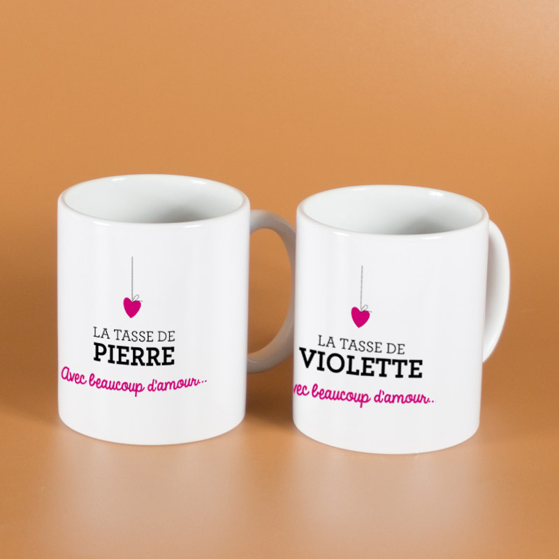 Cadeaux personnalisés: Cadeaux avec le nom: Pack de tasses Saint Valentin personnalisées