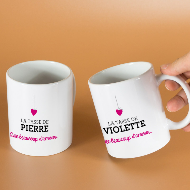 Cadeaux personnalisés: Cadeaux avec le nom: Pack de tasses Saint Valentin personnalisées