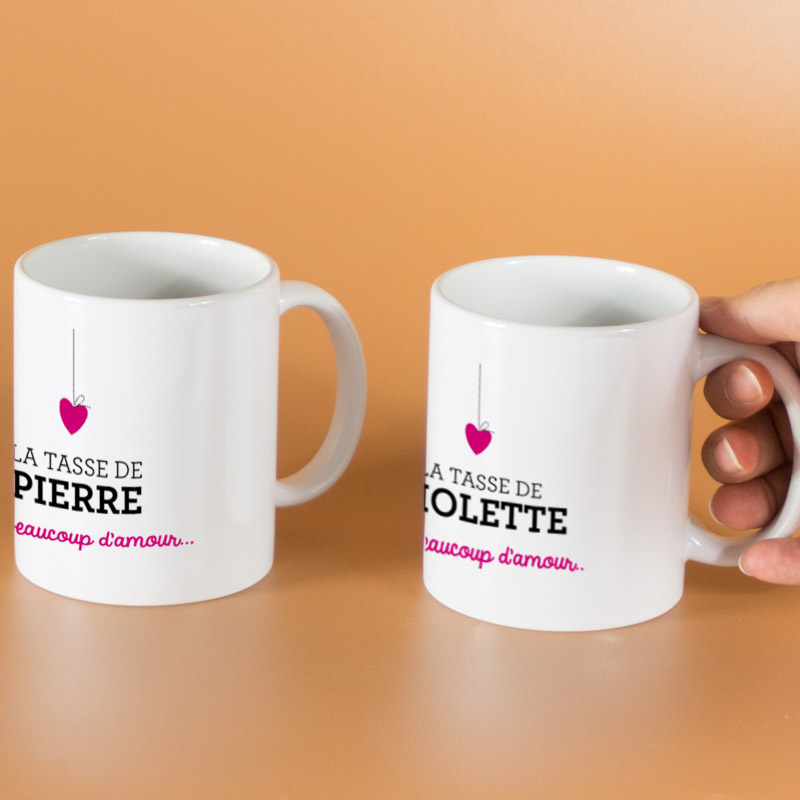 Cadeaux personnalisés: Cadeaux avec le nom: Pack de tasses Saint Valentin personnalisées