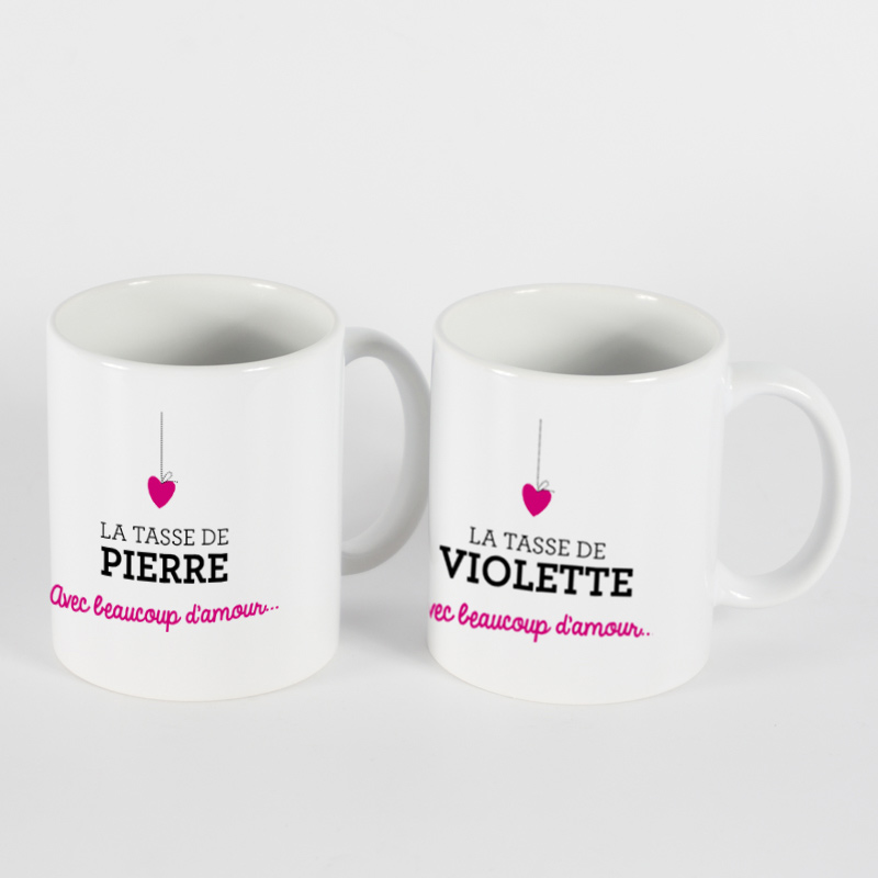 Cadeaux personnalisés: Cadeaux avec le nom: Pack de tasses Saint Valentin personnalisées