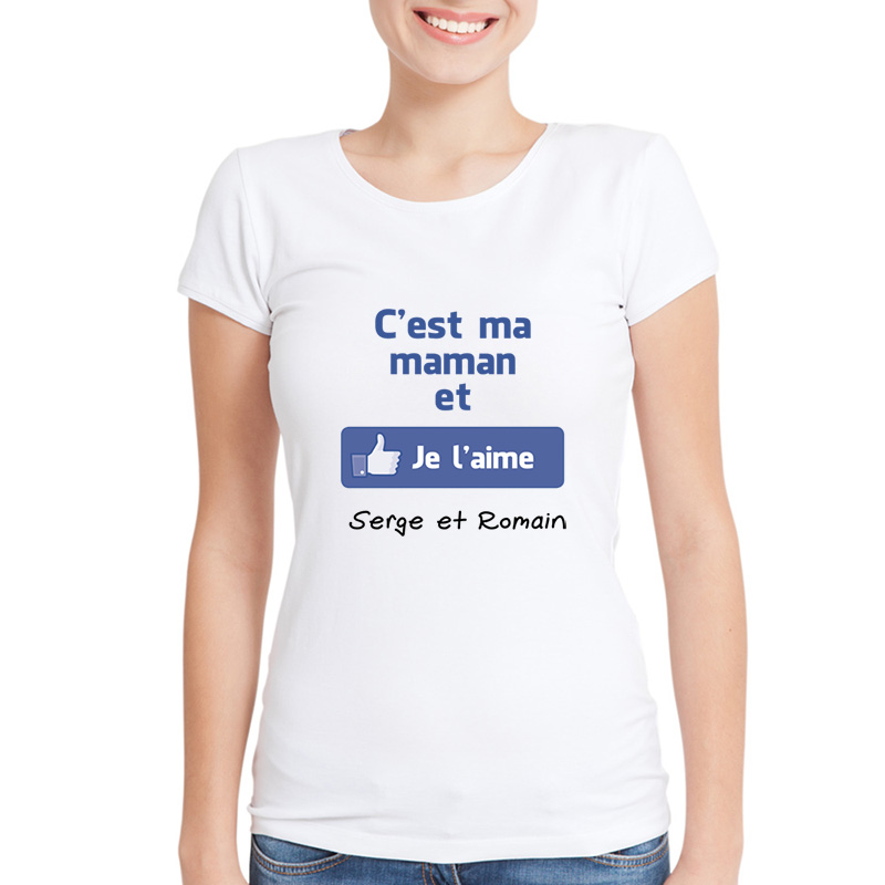 Cadeaux personnalisés: Cadeaux avec le nom: T-shirt personnalisé J'aime ma maman