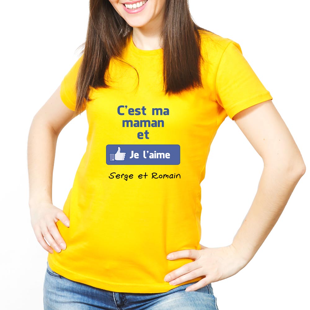 Cadeaux personnalisés: Cadeaux avec le nom: T-shirt personnalisé J'aime ma maman