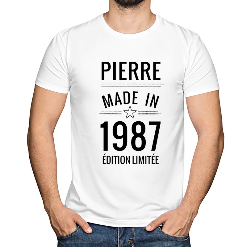 Cadeaux personnalisés: Cadeaux avec le nom: T-shirt personnalisé 'Made in'