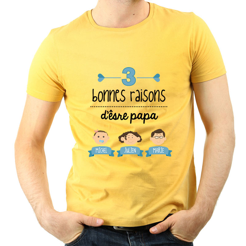 Cadeaux personnalisés: Cadeaux avec le nom: T-shirt Raisons d'être papa