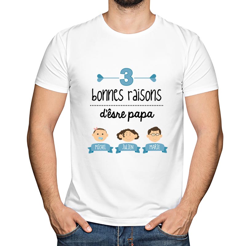 Cadeaux personnalisés: Cadeaux avec le nom: T-shirt Raisons d'être papa