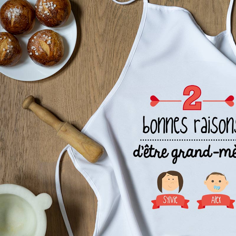 Cadeaux personnalisés: Tabliers personnalisés: Tablier raisons d'être grand-mère