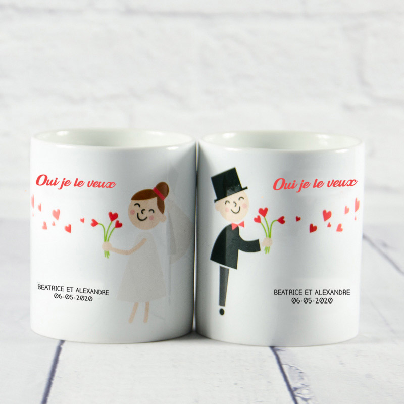 Cadeaux personnalisés: Mugs personnalisés: Tasse: 'Oui je le veux!' personnalisée