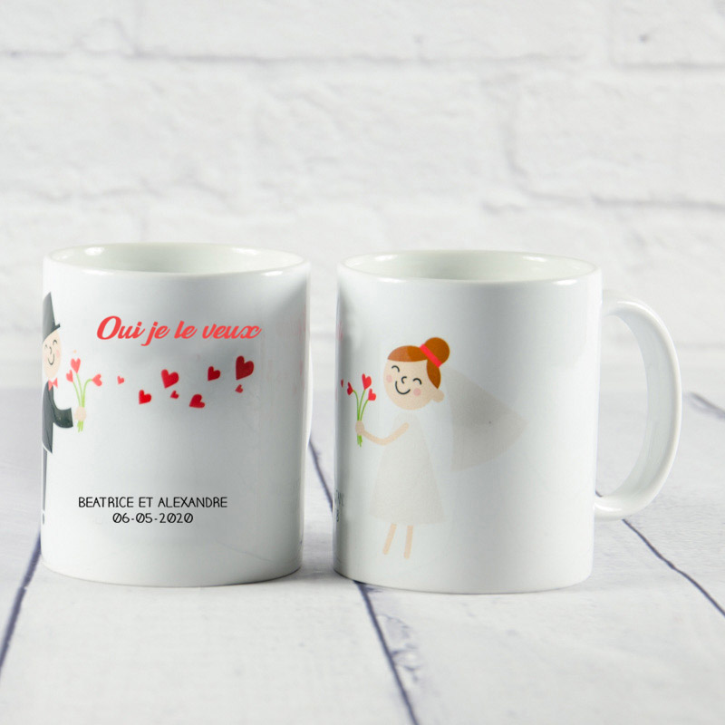 Cadeaux personnalisés: Mugs personnalisés: Tasse: 'Oui je le veux!' personnalisée