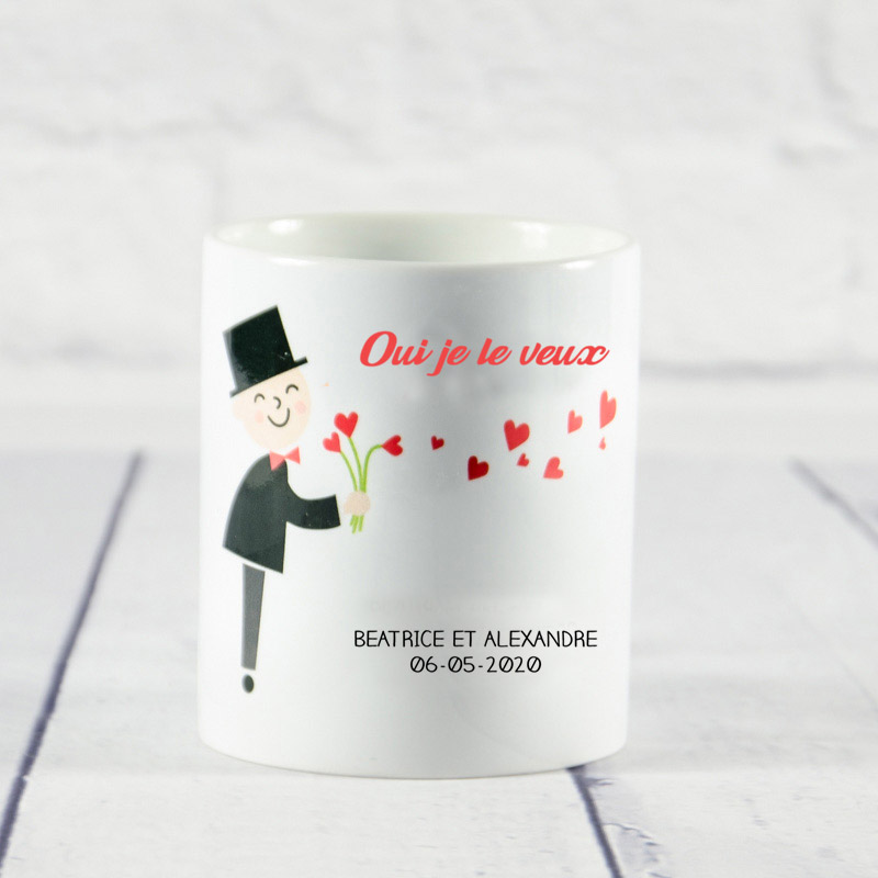 Cadeaux personnalisés: Mugs personnalisés: Tasse: 'Oui je le veux!' personnalisée