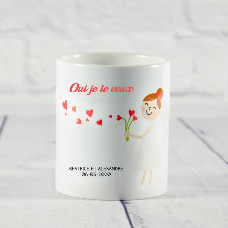 Cadeaux personnalisés: Mugs personnalisés: Tasse: 'Oui je le veux!' personnalisée