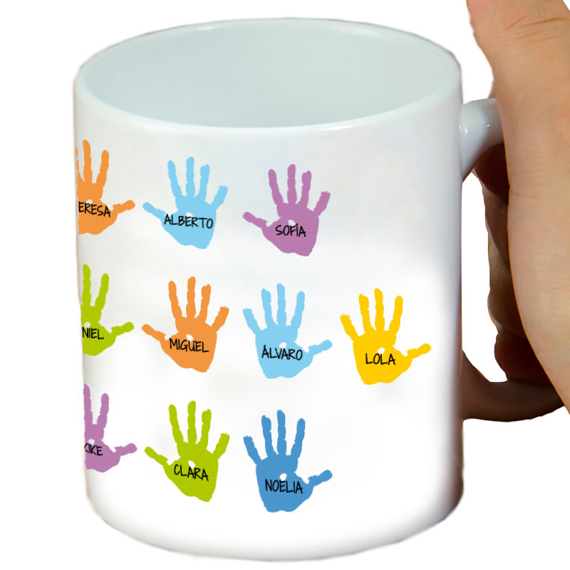 Cadeaux personnalisés: Mug personnalisé 'Empreintes de mains': Mug personnalisé 'Empreintes de mains'