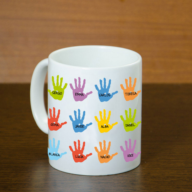 Cadeaux personnalisés: Mug personnalisé 'Empreintes de mains': Mug personnalisé 'Empreintes de mains'