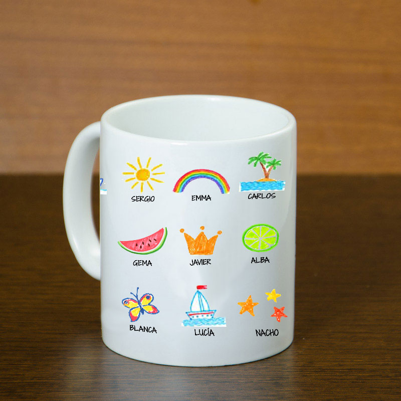 Cadeaux personnalisés: Mug personnalisé avec dessins d'enfants: Mug personnalisé avec dessins d'enfants