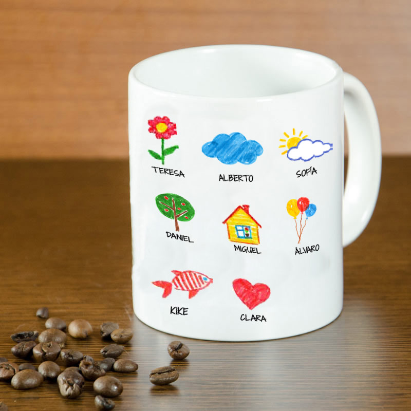 Cadeaux personnalisés: Mug personnalisé avec dessins d'enfants: Mug personnalisé avec dessins d'enfants