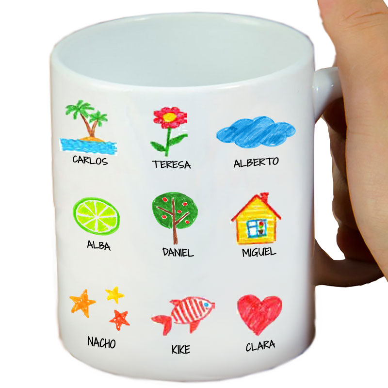 Cadeaux personnalisés: Mug personnalisé avec dessins d'enfants: Mug personnalisé avec dessins d'enfants